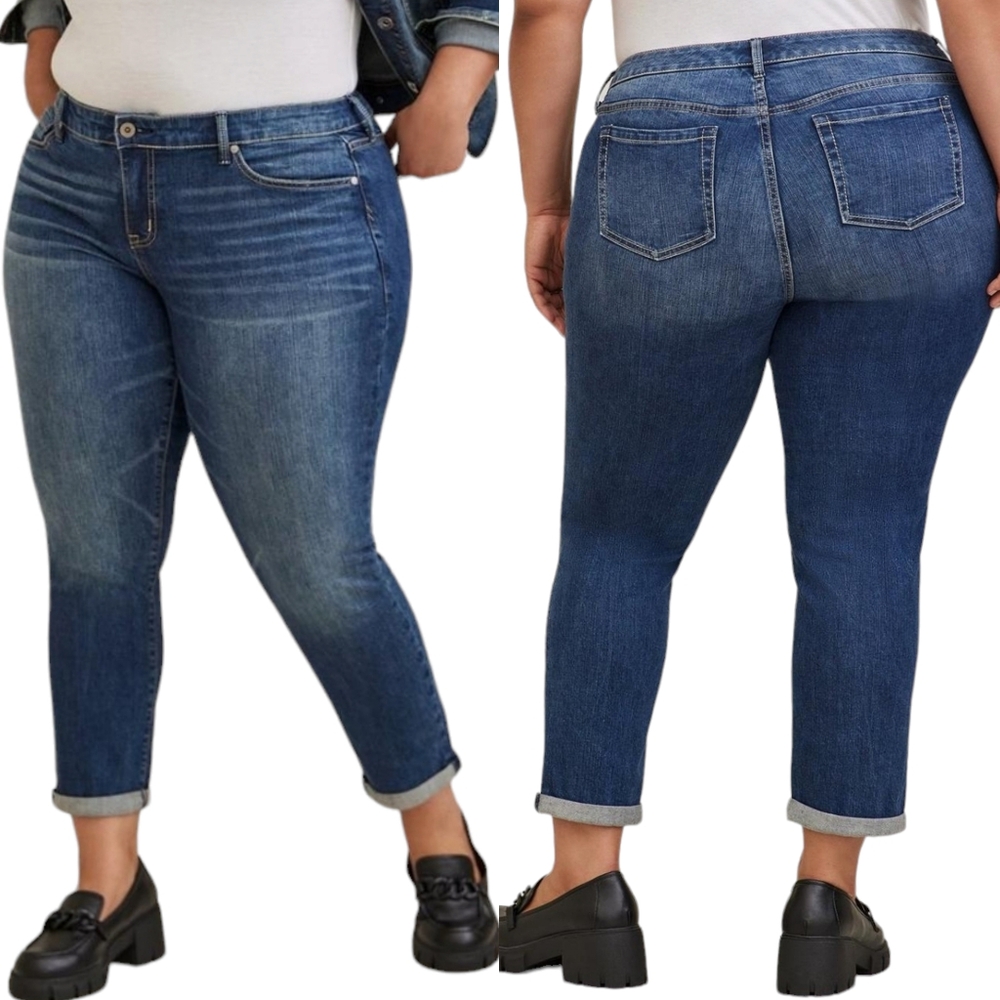 Torrid Boyfriend Straight Vintage Stretch Mid-Rise Jean Medium Wash 16R